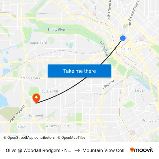 Olive @ Woodall Rodgers - N - MB to Mountain View College map