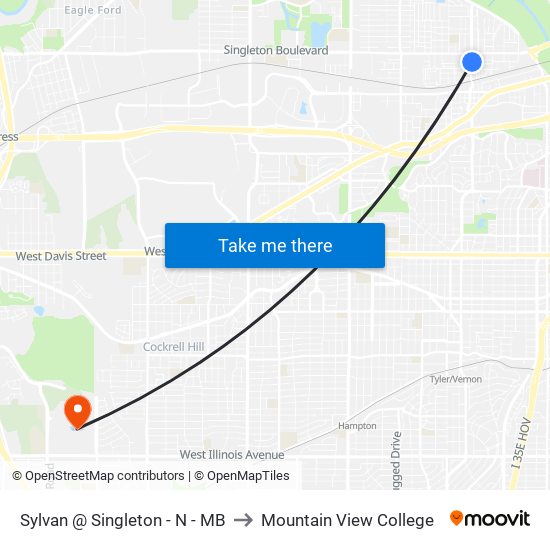 Sylvan @ Singleton - N - MB to Mountain View College map