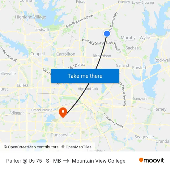 Parker @ Us 75 - S - MB to Mountain View College map