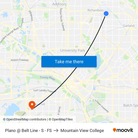 Plano @ Belt Line - S - FS to Mountain View College map