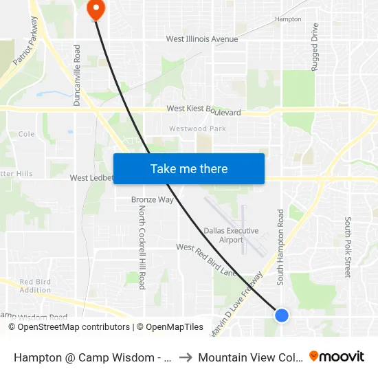 Hampton @ Camp Wisdom - N - FS to Mountain View College map