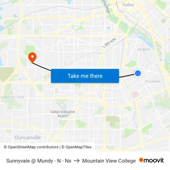 Sunnyvale @ Mundy - N - Ns to Mountain View College map