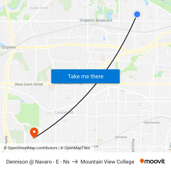 Dennison @ Navaro - E - Ns to Mountain View College map