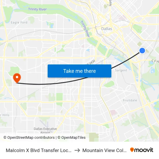 Malcolm X Blvd Transfer Location to Mountain View College map