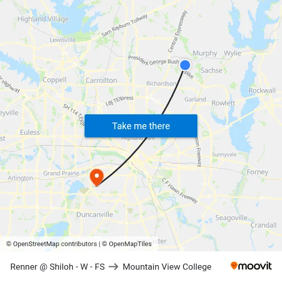 Renner @ Shiloh - W - FS to Mountain View College map