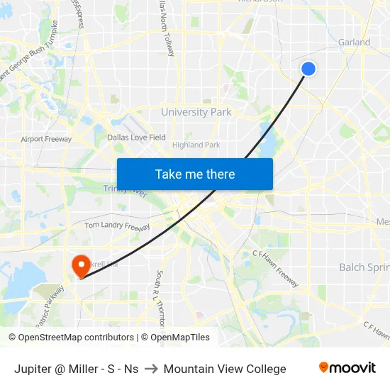 Jupiter @ Miller - S - Ns to Mountain View College map