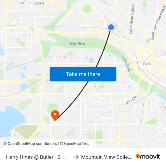 Harry Hines @ Butler - S - Ns to Mountain View College map