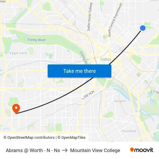 Abrams @ Worth - N - Ns to Mountain View College map