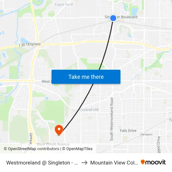 Westmoreland @ Singleton - N - Ns to Mountain View College map