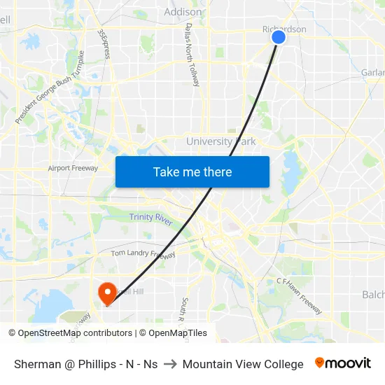 Sherman @ Phillips - N - Ns to Mountain View College map