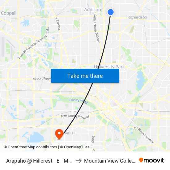 Arapaho @ Hillcrest - E - Mb1 to Mountain View College map