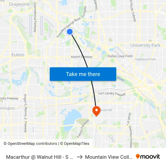 Macarthur @ Walnut Hill - S - MB to Mountain View College map