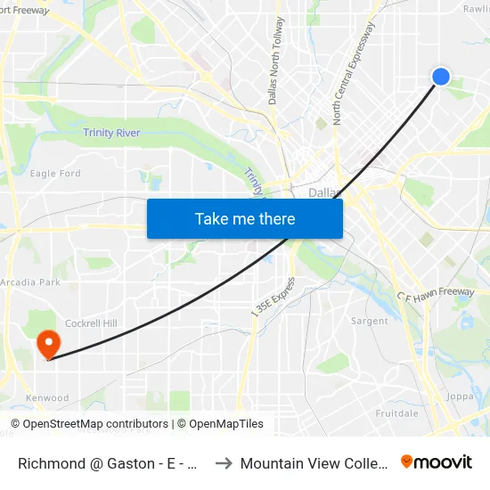 Richmond @ Gaston - E - MB to Mountain View College map