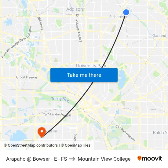 Arapaho @ Bowser - E - FS to Mountain View College map