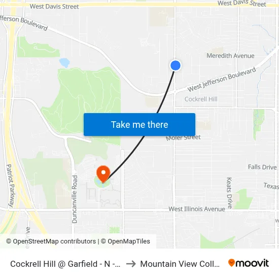 Cockrell Hill @ Garfield - N - Ns to Mountain View College map