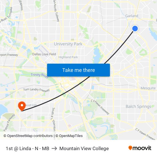 1st @ Linda - N - MB to Mountain View College map