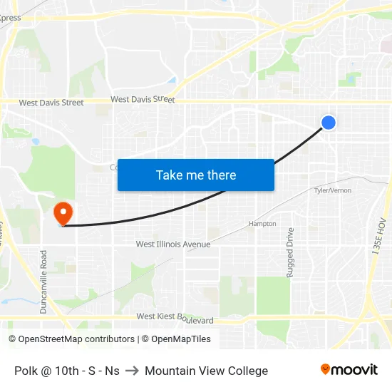 Polk @ 10th - S - Ns to Mountain View College map