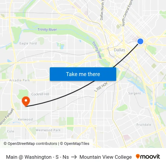 Main @ Washington - S - Ns to Mountain View College map