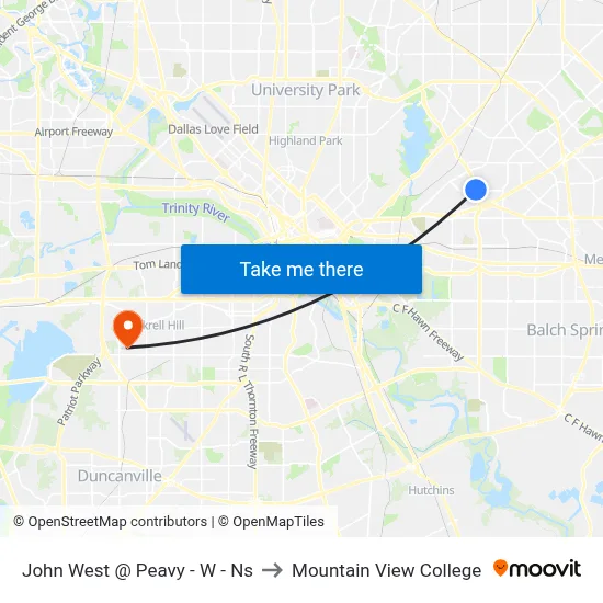 John West @ Peavy - W - Ns to Mountain View College map