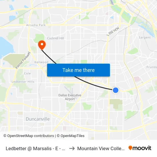 Ledbetter @ Marsalis - E - Ns to Mountain View College map