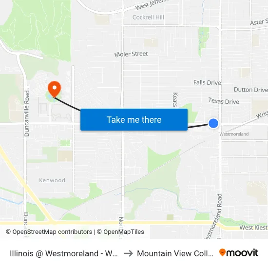 Illinois @ Westmoreland - W - FS to Mountain View College map