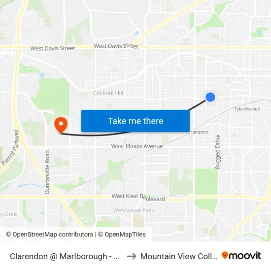 Clarendon @ Marlborough - E - FS to Mountain View College map