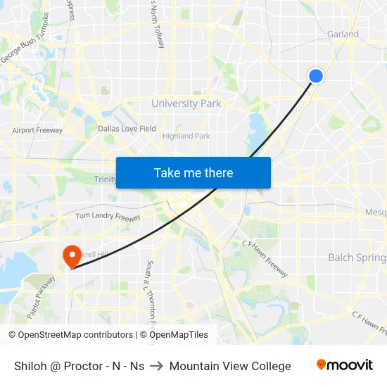 Shiloh @ Proctor - N - Ns to Mountain View College map