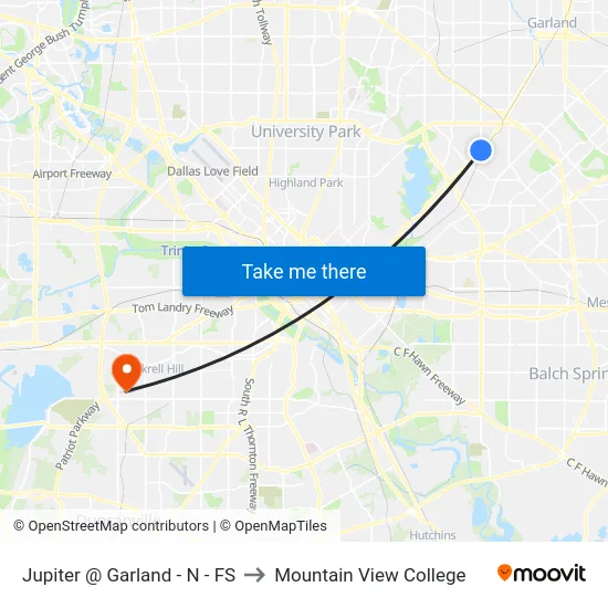 Jupiter @ Garland - N - FS to Mountain View College map