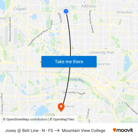 Josey @ Belt Line - N - FS to Mountain View College map