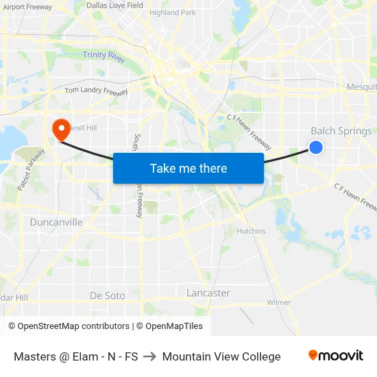 Masters @ Elam - N - FS to Mountain View College map