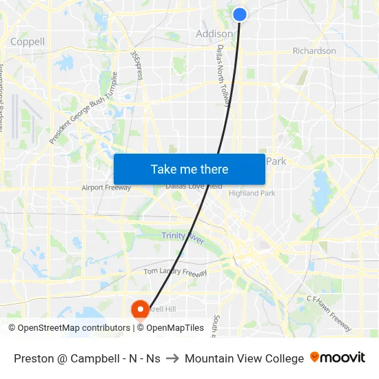 Preston @ Campbell - N - Ns to Mountain View College map
