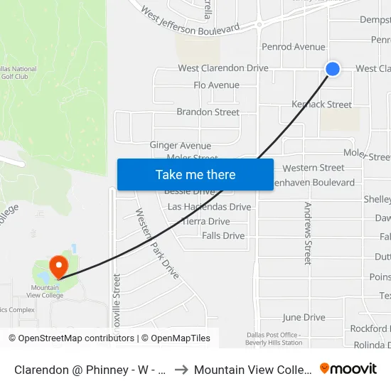 Clarendon @ Phinney - W - Ns to Mountain View College map