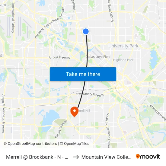 Merrell @ Brockbank - N - Ns to Mountain View College map
