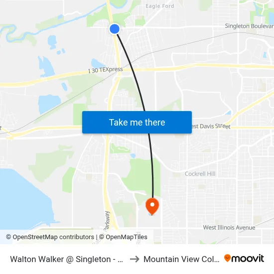 Walton Walker @ Singleton - N - Ns to Mountain View College map