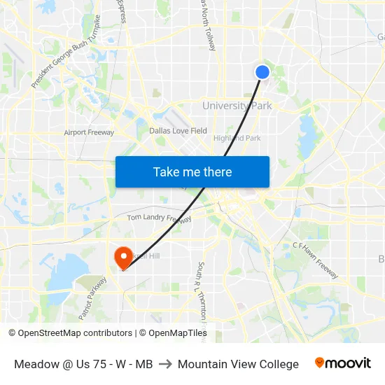 Meadow @ Us 75 - W - MB to Mountain View College map