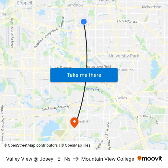 Valley View @ Josey - E - Ns to Mountain View College map