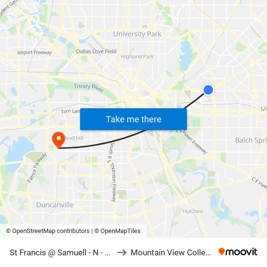 St Francis @ Samuell - N - FS to Mountain View College map