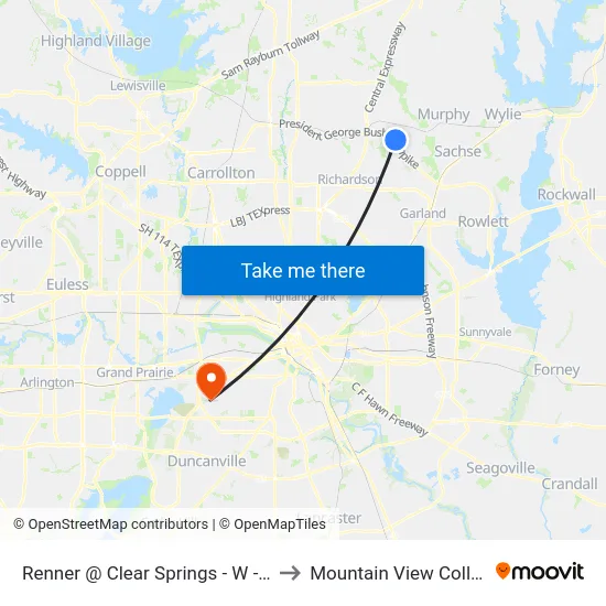 Renner @ Clear Springs - W - MB to Mountain View College map