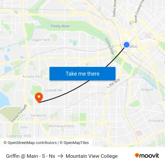Griffin @ Main - S - Ns to Mountain View College map