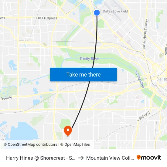 Harry Hines @ Shorecrest - S - Ns to Mountain View College map
