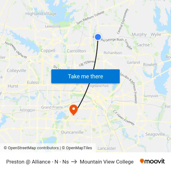 Preston @ Alliance - N - Ns to Mountain View College map