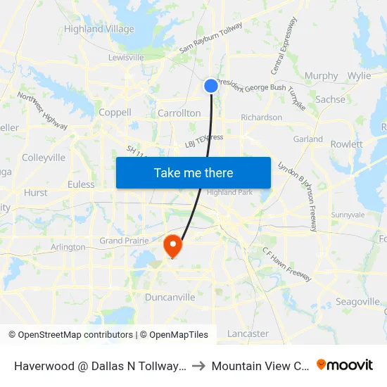 Haverwood @ Dallas N Tollway - W - MB to Mountain View College map