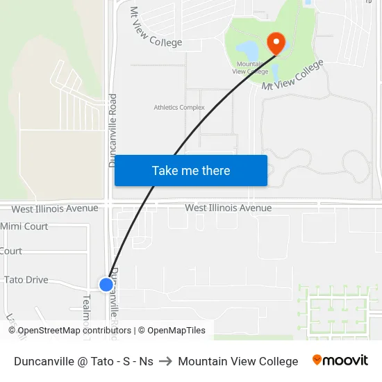 Duncanville @ Tato - S - Ns to Mountain View College map