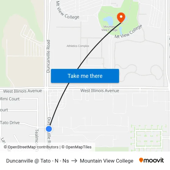 Duncanville @ Tato - N - Ns to Mountain View College map