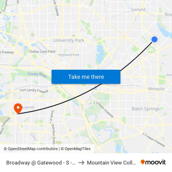 Broadway @ Gatewood - S - Ns to Mountain View College map