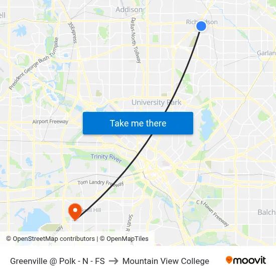 Greenville @ Polk - N - FS to Mountain View College map