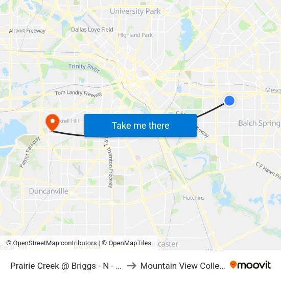 Prairie Creek @ Briggs - N - Ns to Mountain View College map