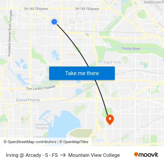 Irving @ Arcady - S - FS to Mountain View College map