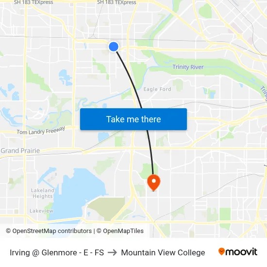 Irving @ Glenmore - E - FS to Mountain View College map