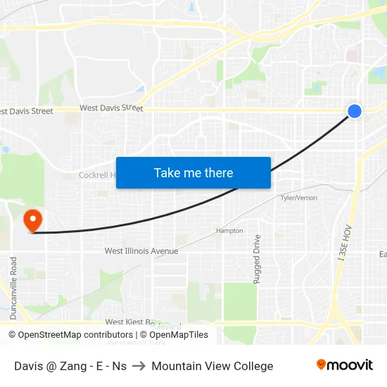 Davis @ Zang - E - Ns to Mountain View College map